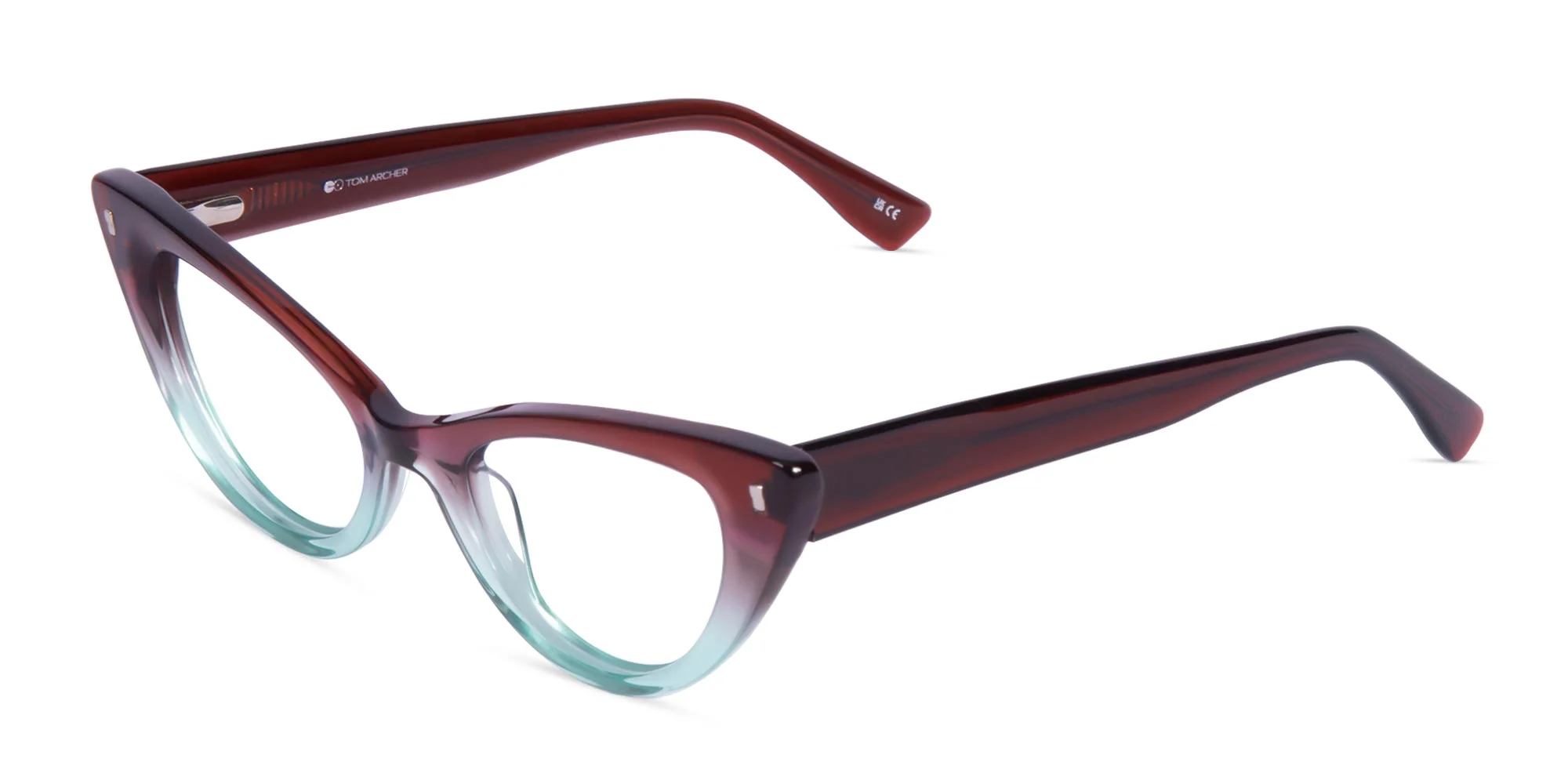 Crystal Brown And Blue Cat Eye Glasses-3