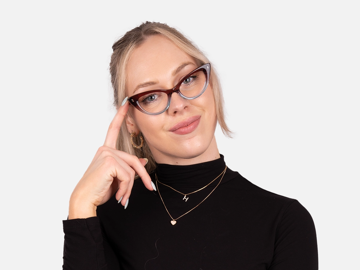 Crystal Brown And Blue Cat Eye Glasses-53