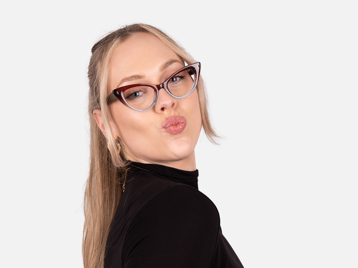 Crystal Brown And Blue Cat Eye Glasses-51