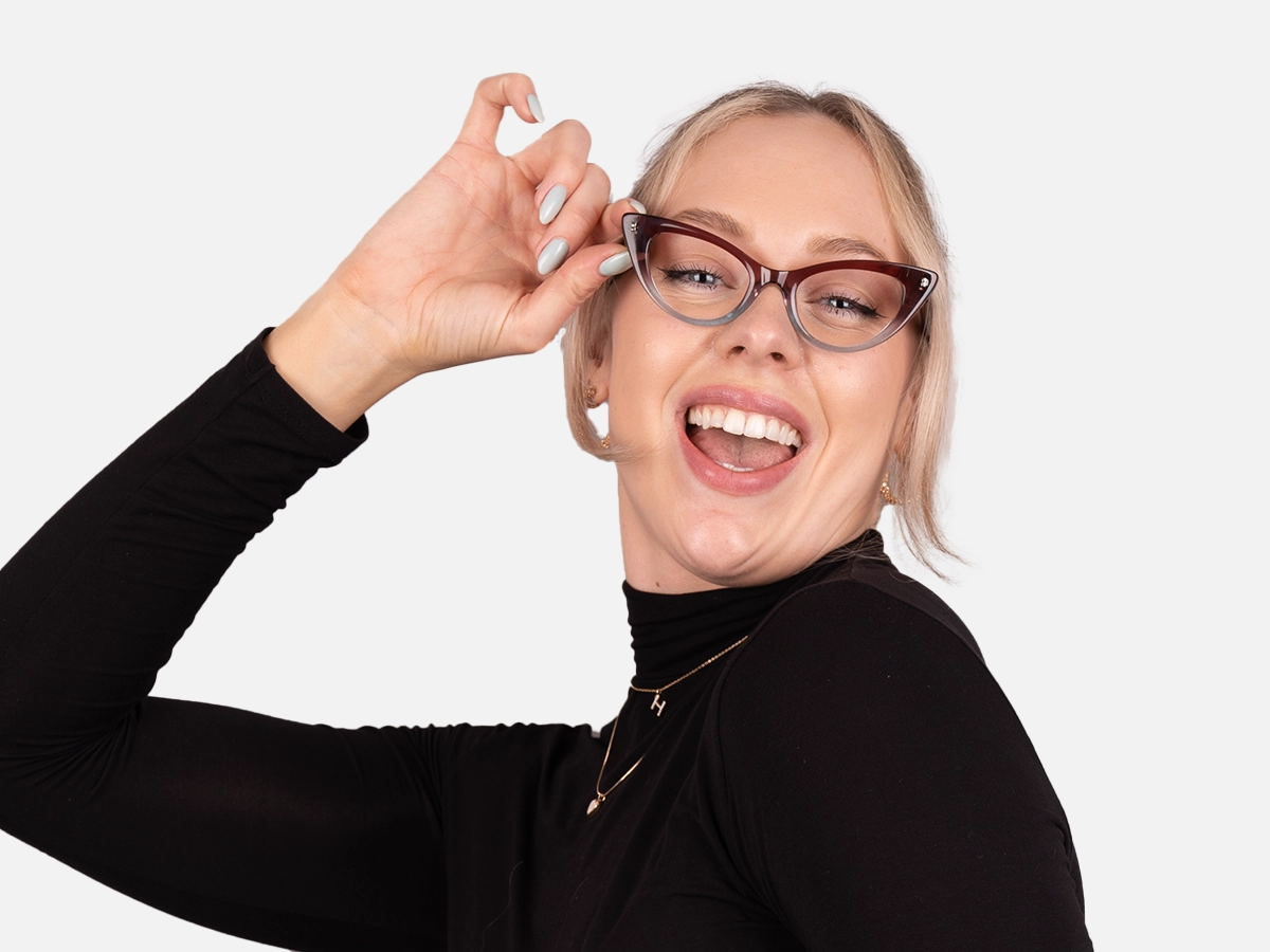 Crystal Brown And Blue Cat Eye Glasses-54