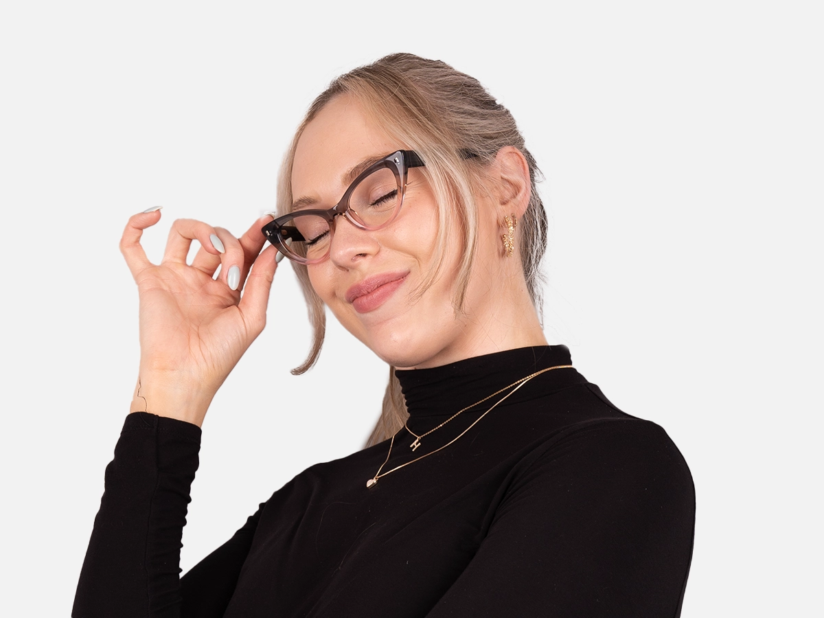 Crystal Black Blush Pink Cat Eye Glasses-53