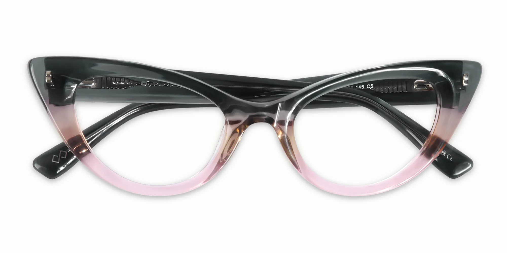Crystal Black Blush Pink Cat Eye Glasses-6