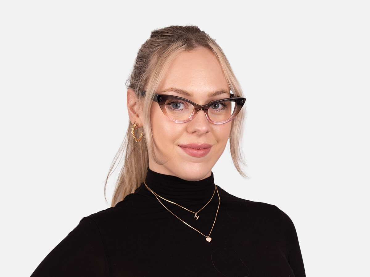 Crystal Black Blush Pink Cat Eye Glasses-54
