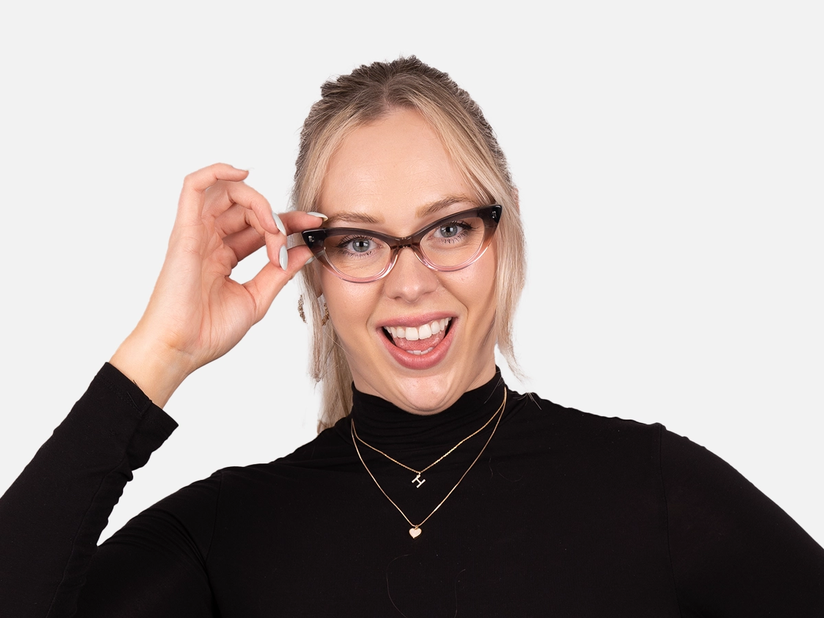 Crystal Black Blush Pink Cat Eye Glasses-52