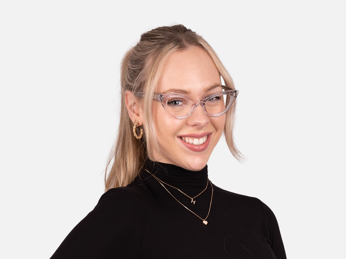 Crystal Clear Acetate Cat Eye Glasses-55