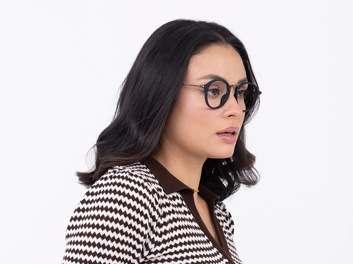 Round Wood Frame Glasses 52