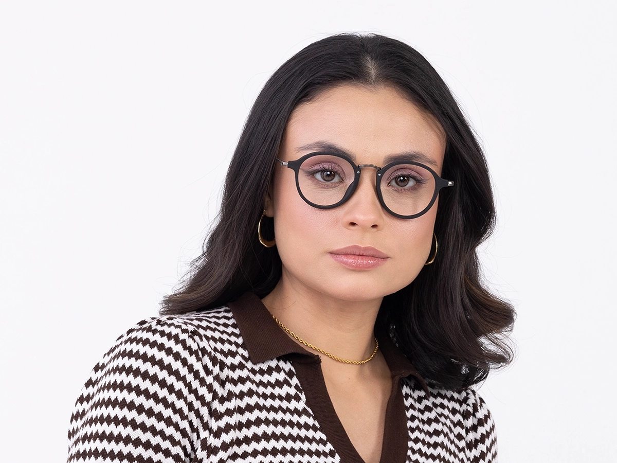 Round Wood Frame Glasses 51