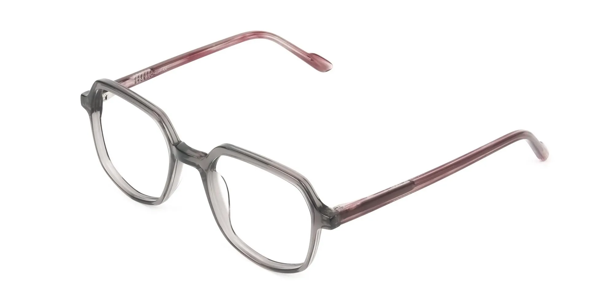 Geometric Heptagon Glasses in Grey Red - 2