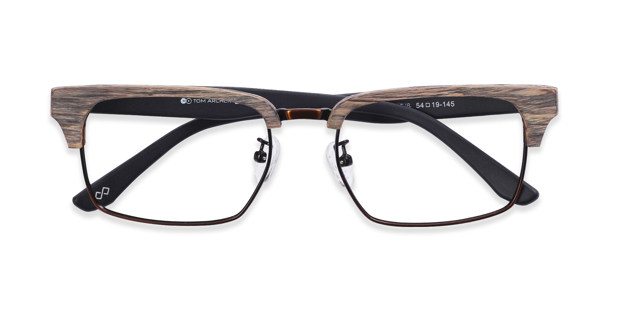 Beige Oak & Bronze Brown Wooden Metal Eyeglasses6