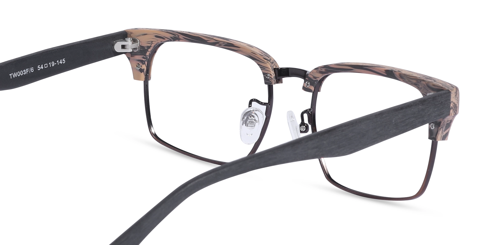 Beige Oak & Bronze Brown Wooden Metal Eyeglasses5