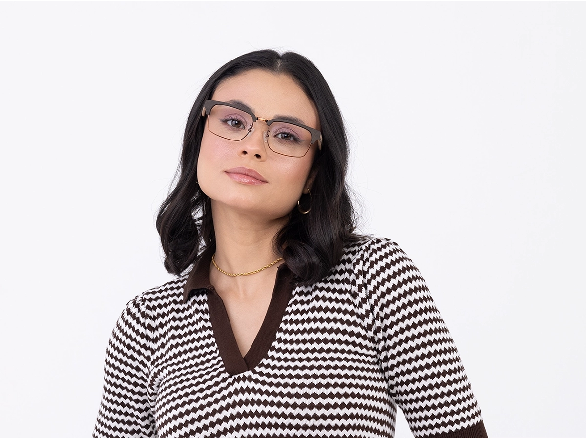 Copper Brown Wooden Metal Glasses51