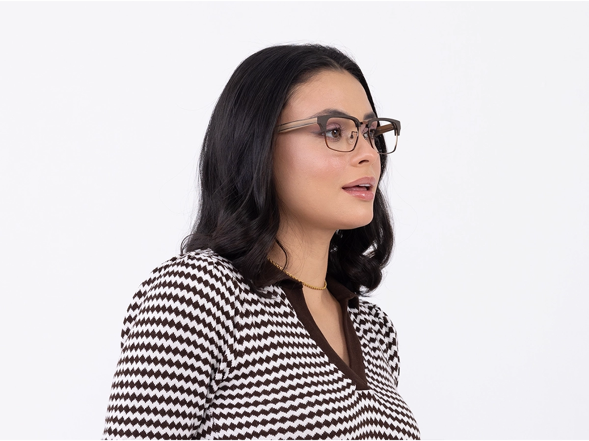 Copper Brown Wooden Metal Glasses52