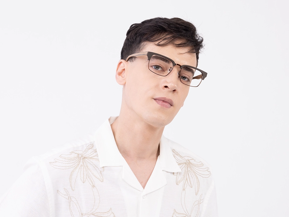 Copper Brown Wooden Metal Glasses42