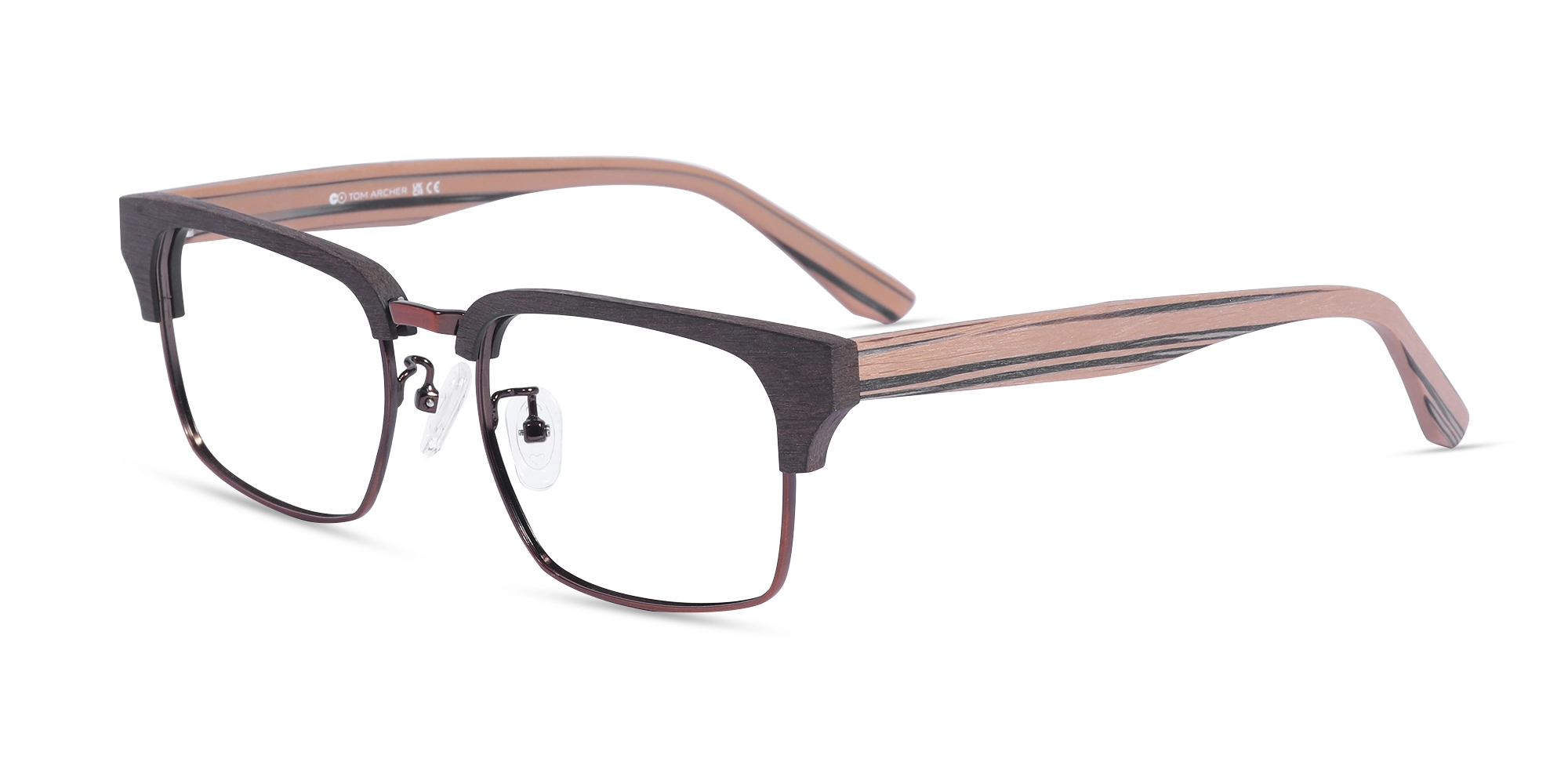 Copper Brown Wooden Metal Glasses 3