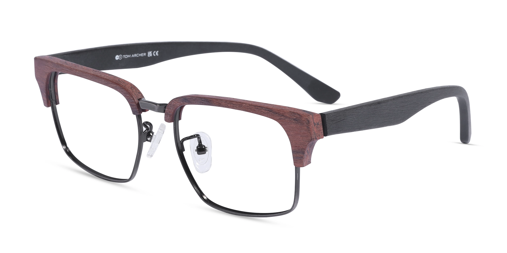Rectangle Wooden Metal Eyeglasses3 Rectangle Wooden Metal Eyeglasses3