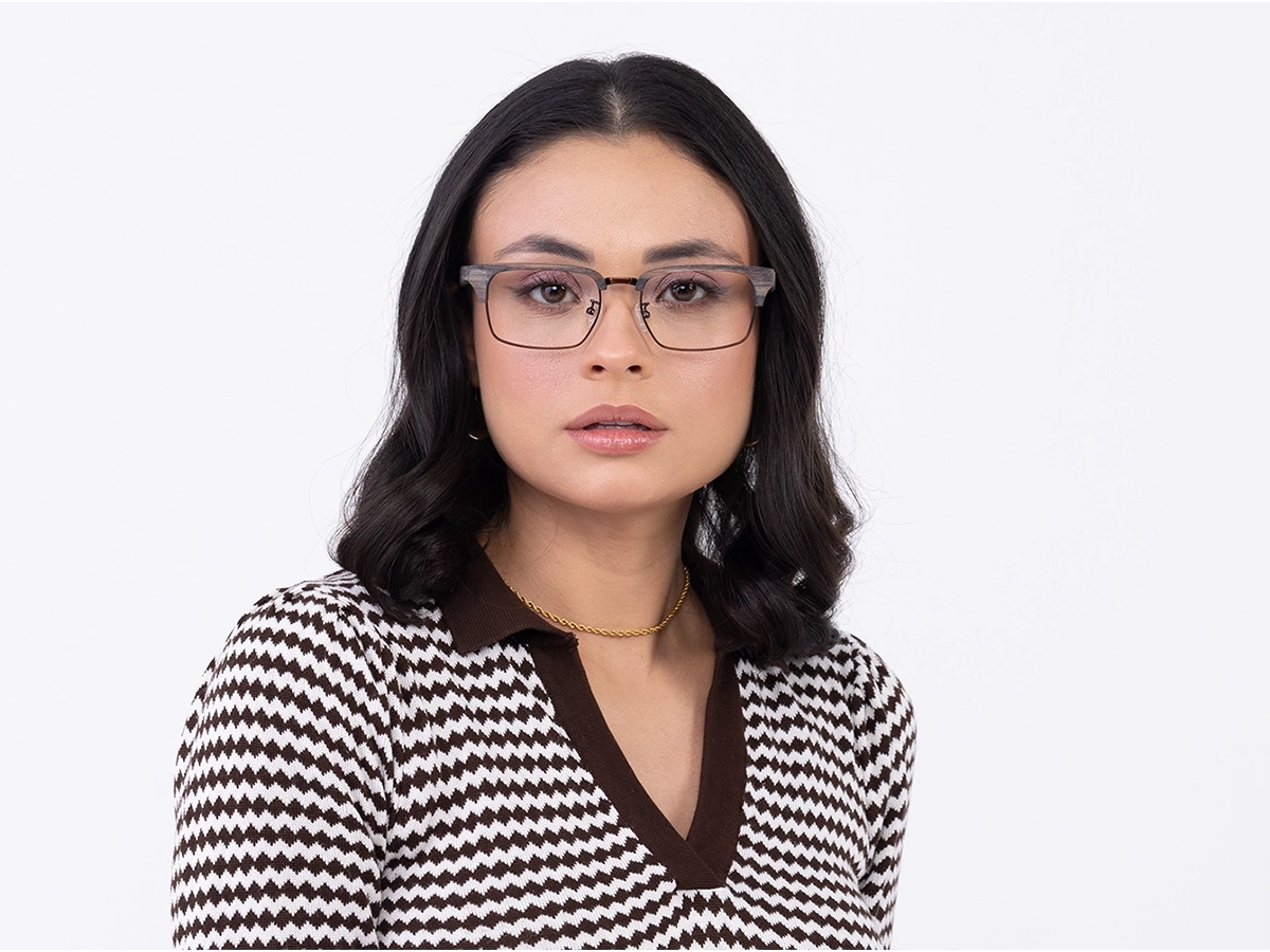 Rectangle Wooden Tortoise & Copper Brown Glasses 51