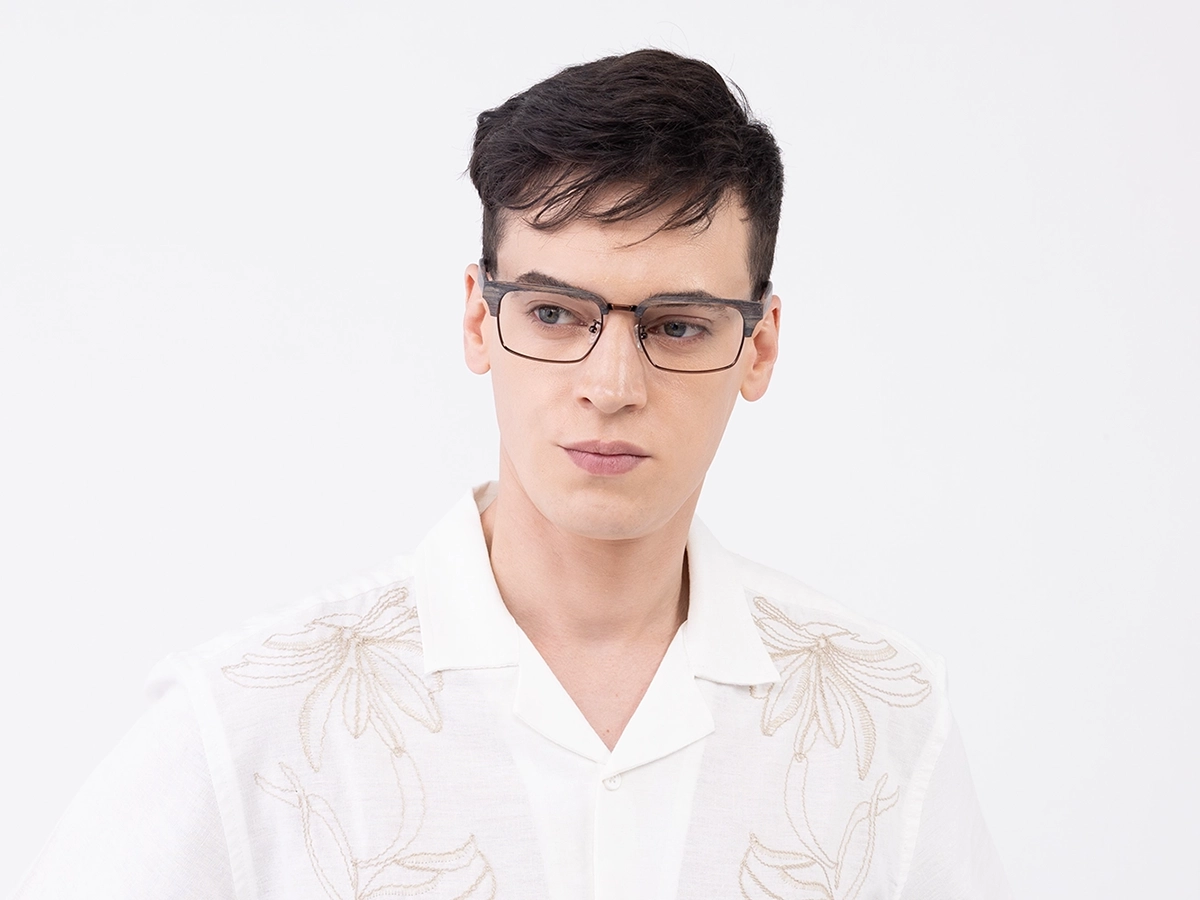 Rectangle Wooden Tortoise & Copper Brown Glasses 41