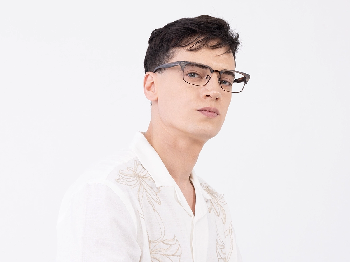 Rectangle Wooden Tortoise & Copper Brown Glasses 42