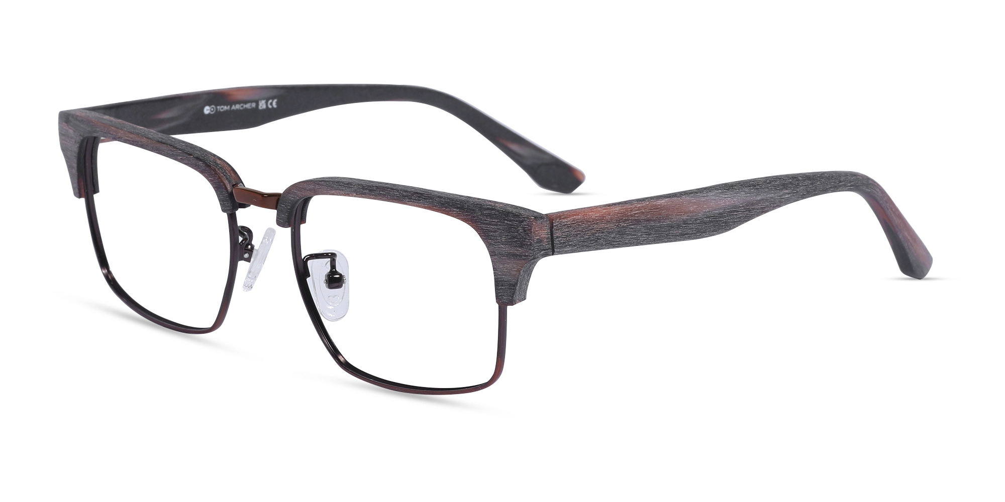 Rectangle Wooden Tortoise & Copper Brown Glasses 3