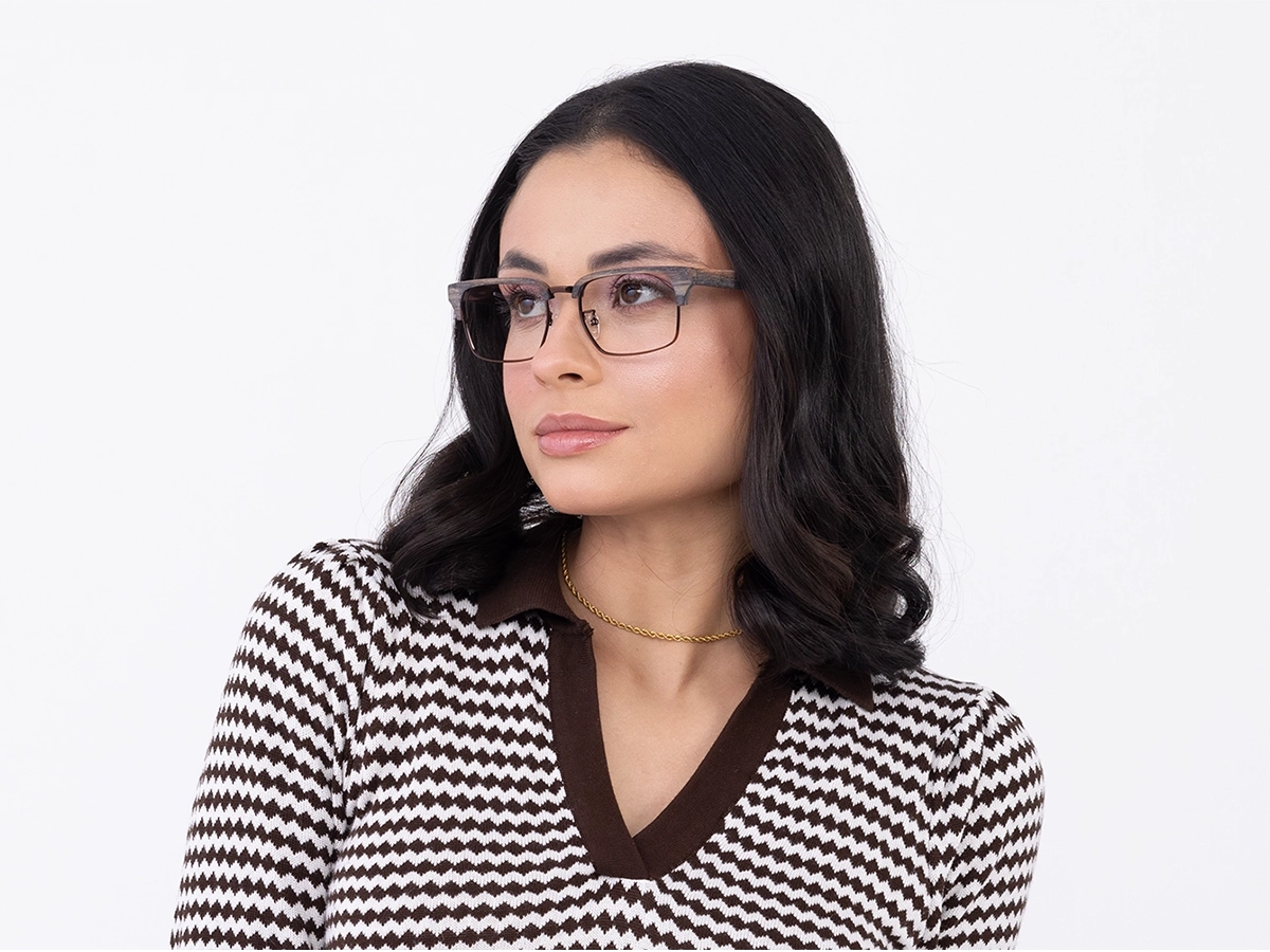 Rectangle Wooden Tortoise & Copper Brown Glasses 53