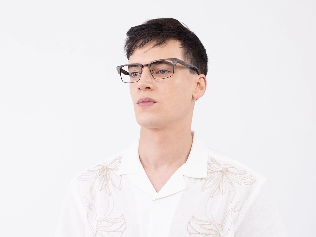 Rectangle Wooden Tortoise & Copper Brown Glasses 43