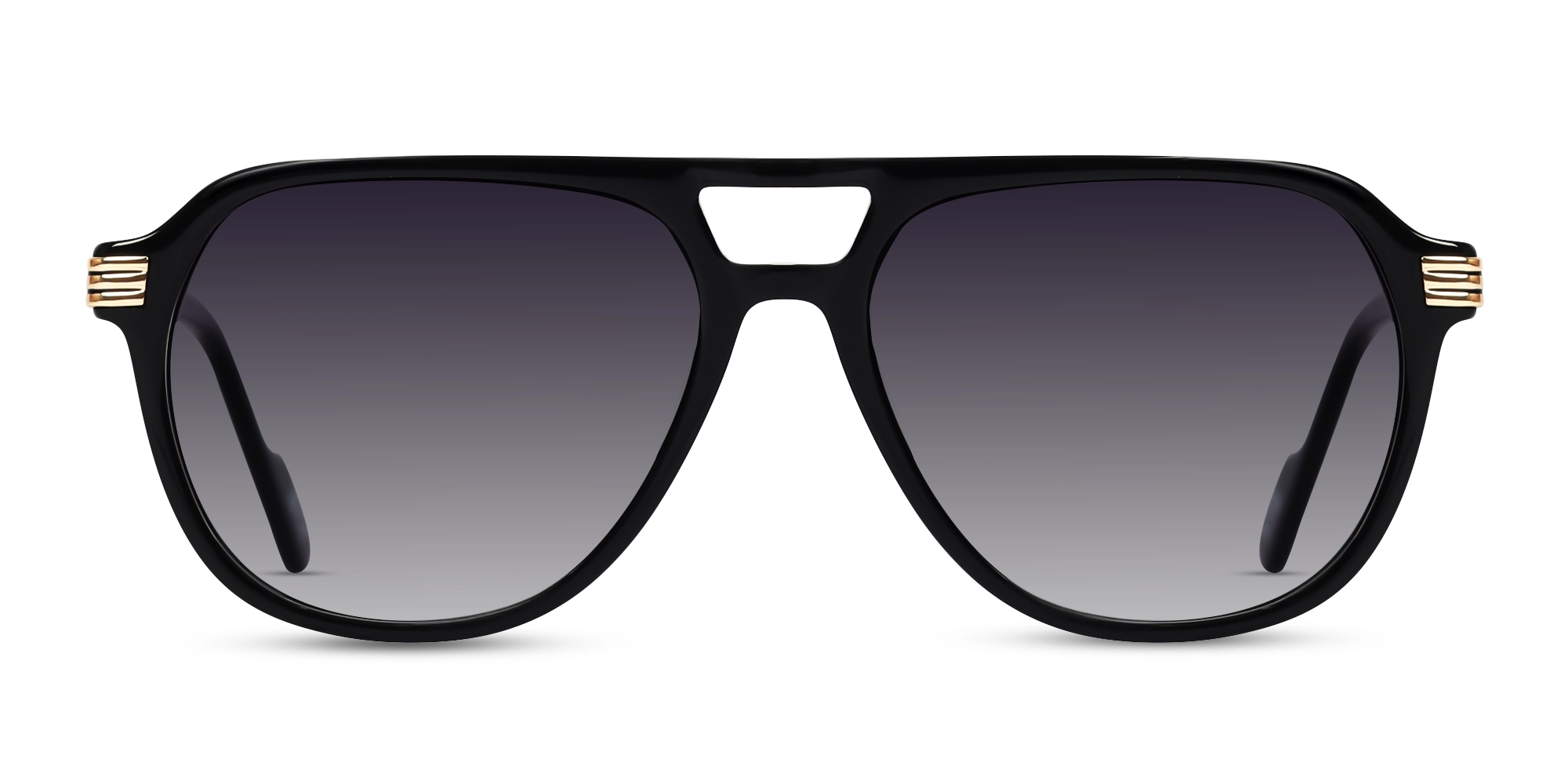 Black Double Bridge Pilot Sunglasses 1
