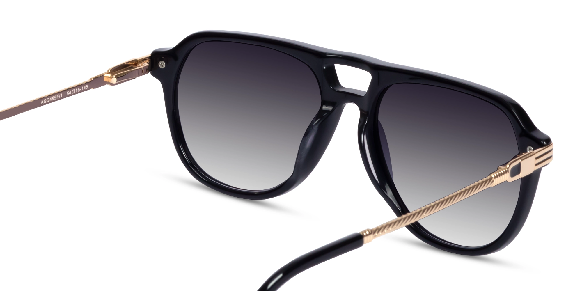 Black Double Bridge Pilot Sunglasses 5