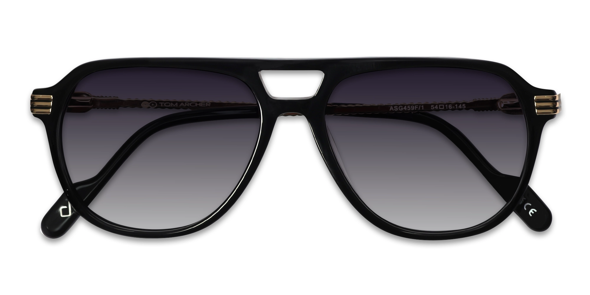 Black Double Bridge Pilot Sunglasses 6