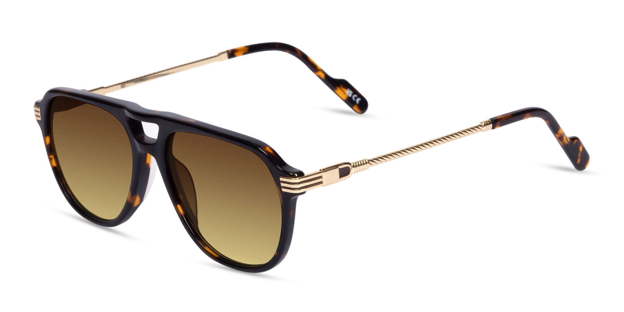 Havana Tortoise Double Bridge Pilot Sunglasses 3