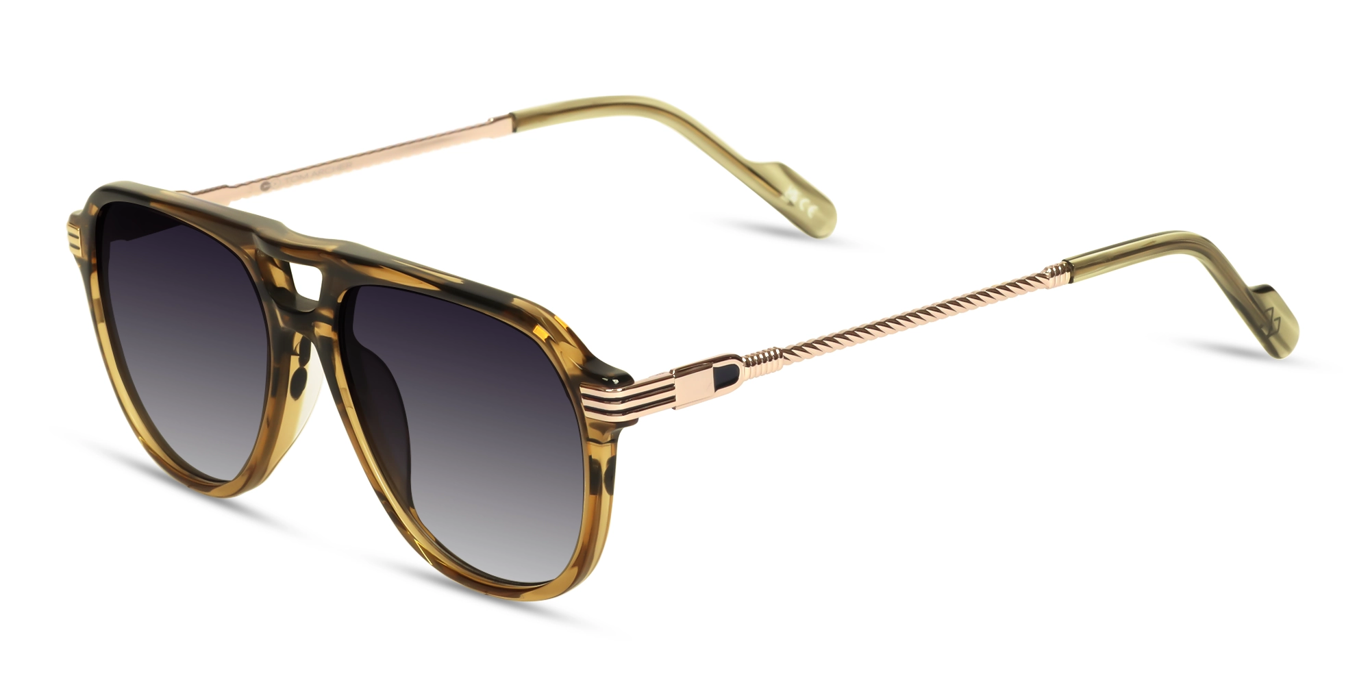 Crystal Gold & Black Marble Pilot Sunglasses 3