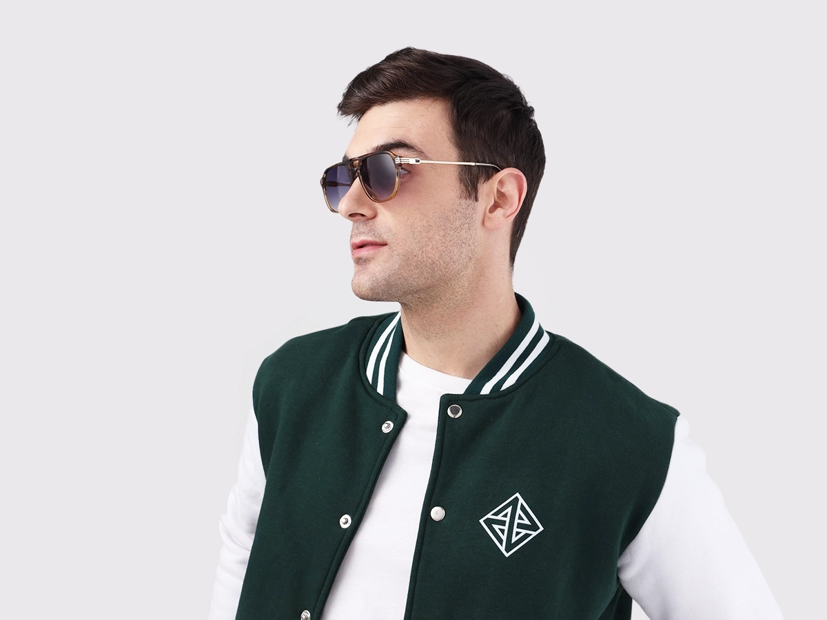 Crystal Gold & Black Marble Pilot Sunglasses 42