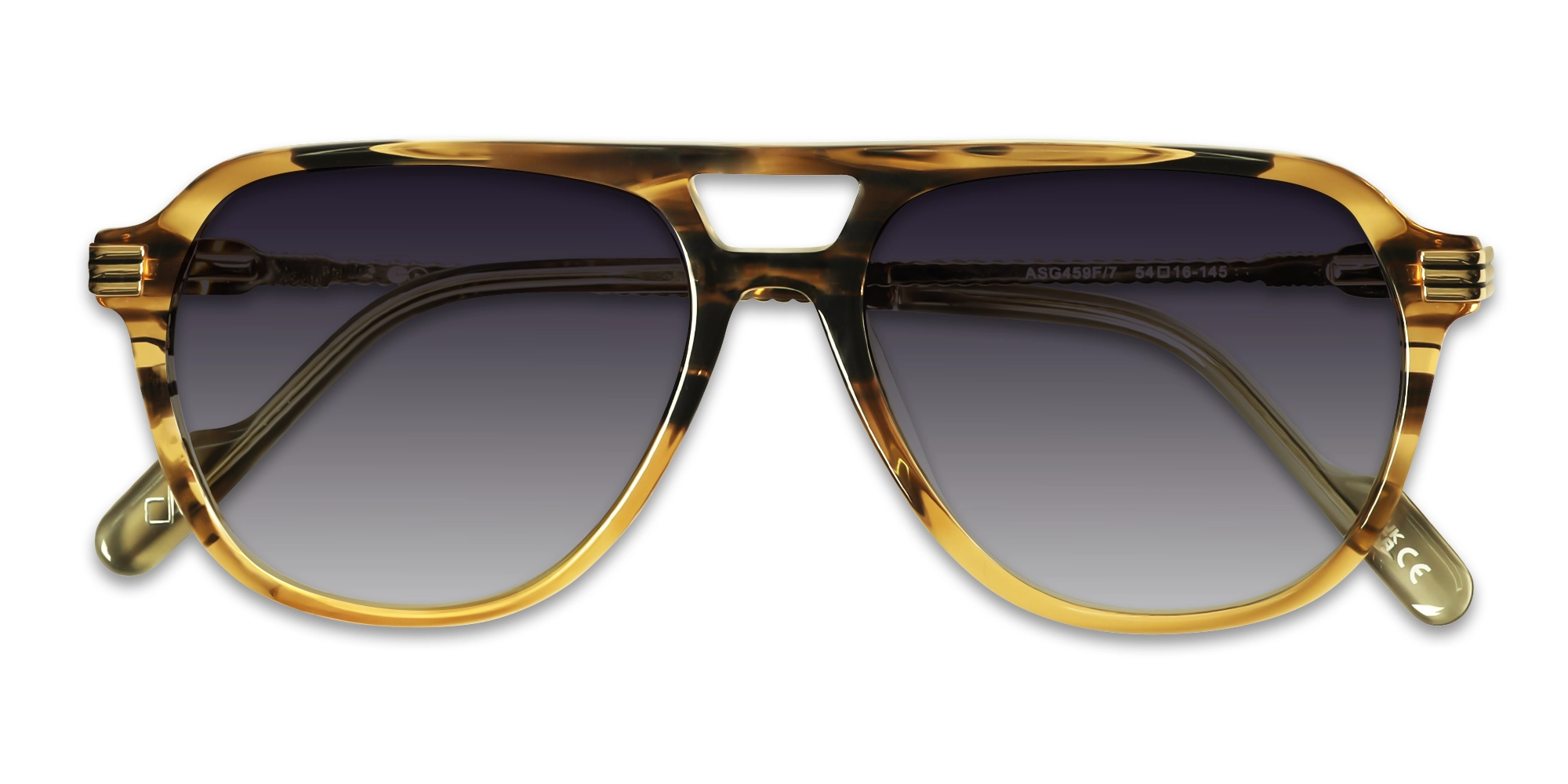 Crystal Gold & Black Marble Pilot Sunglasses 6