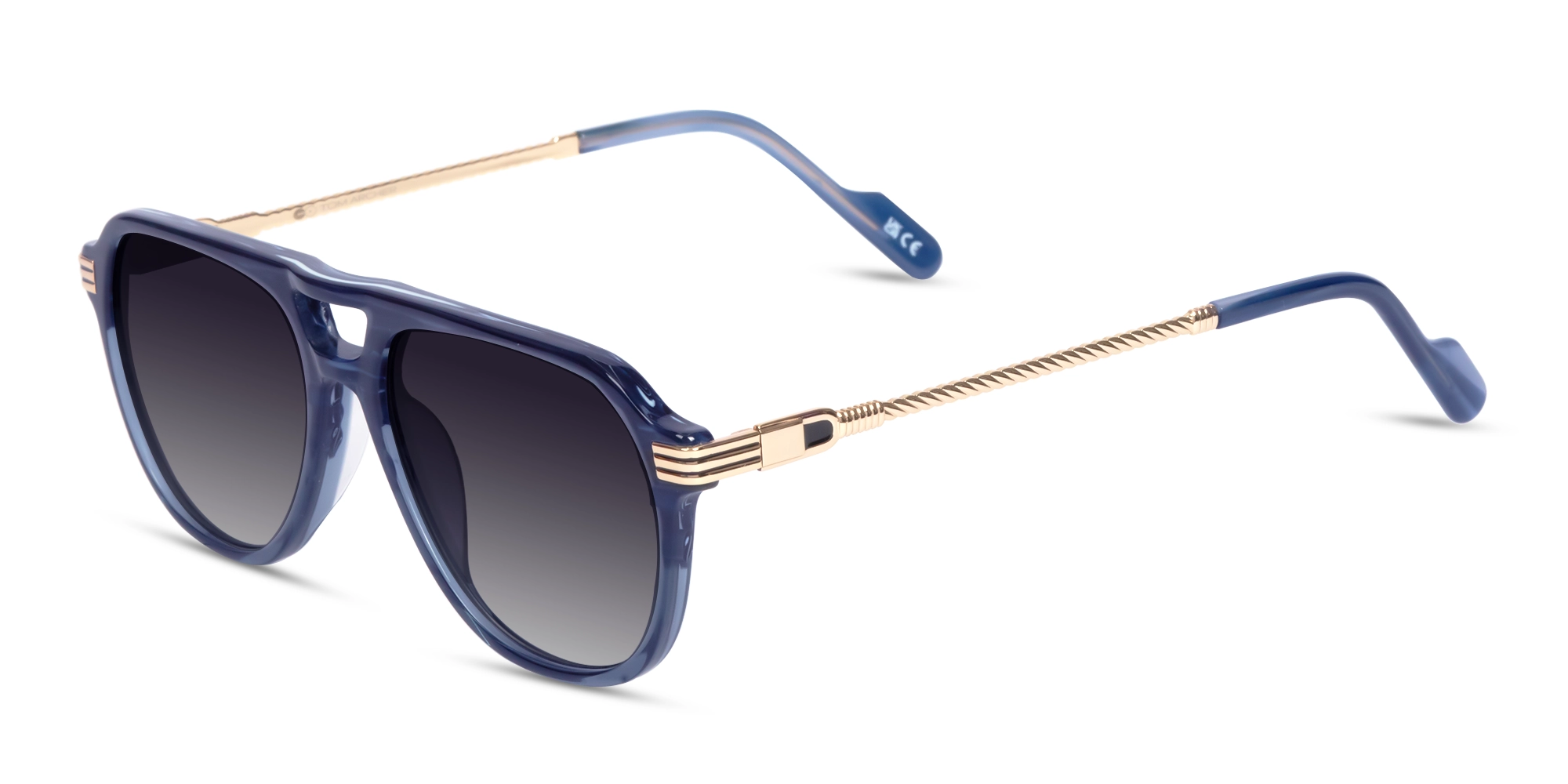 Crystal Blue Ombre Pilot Sunglasses 3