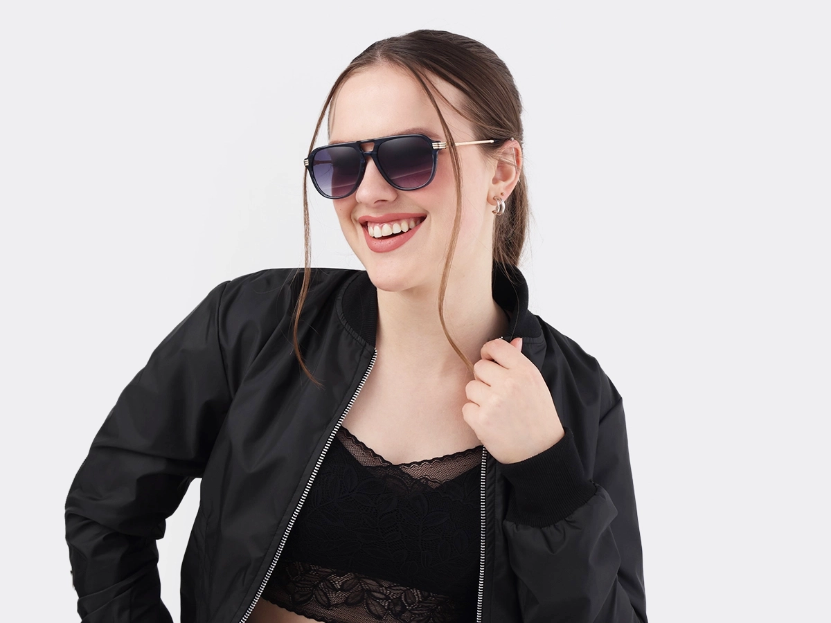 Crystal Blue Ombre Pilot Sunglasses 51