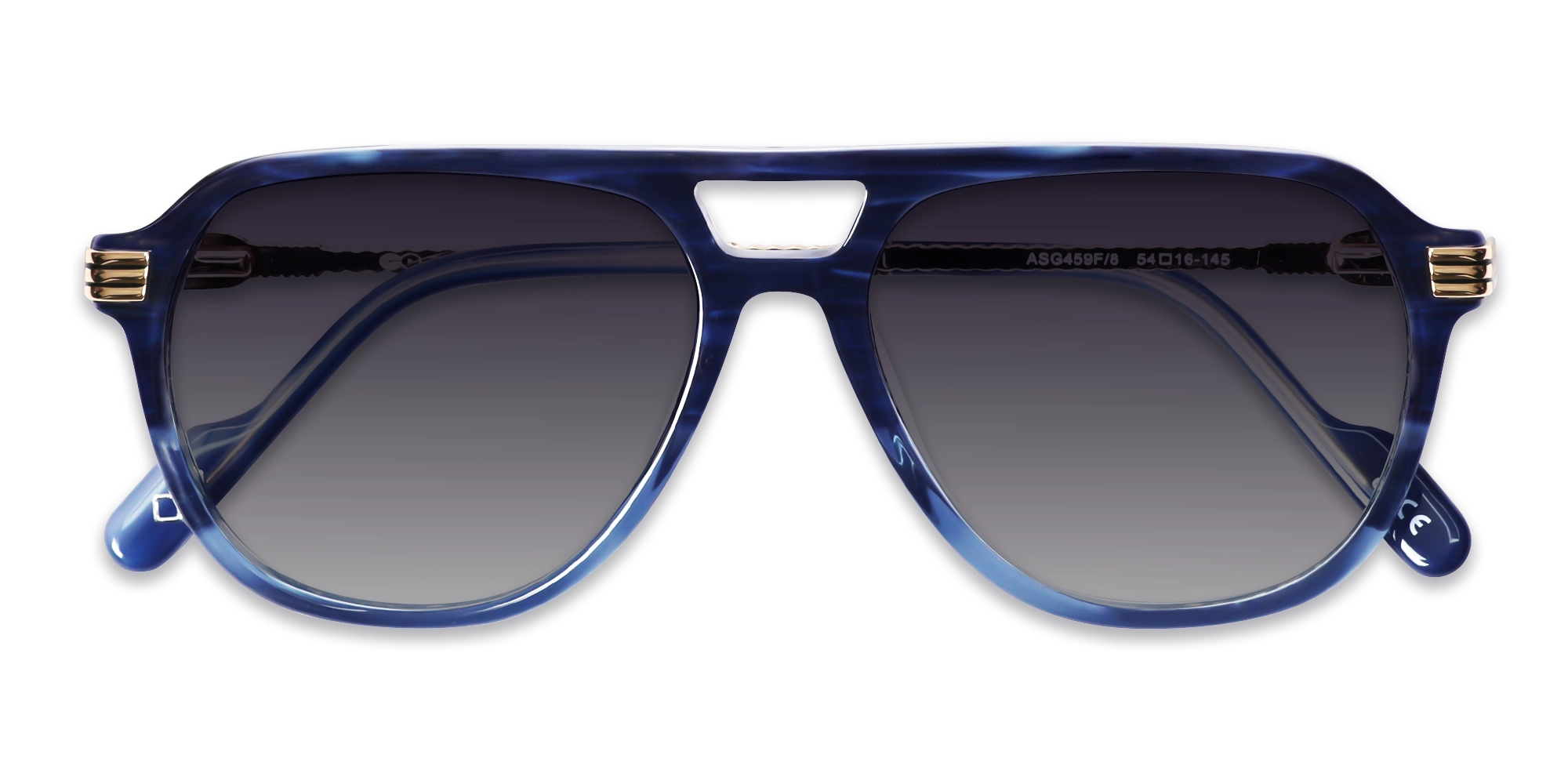 Crystal Blue Ombre Pilot Sunglasses 6
