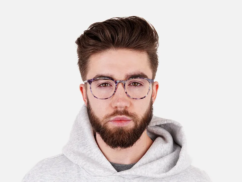 Round Marble Grey Glasses Frames - 2