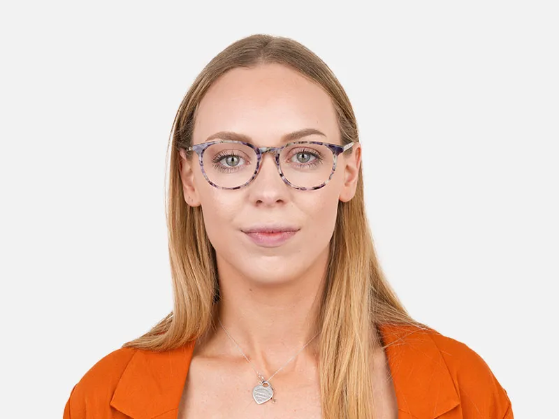 Round Marble Grey Glasses Frames - 2