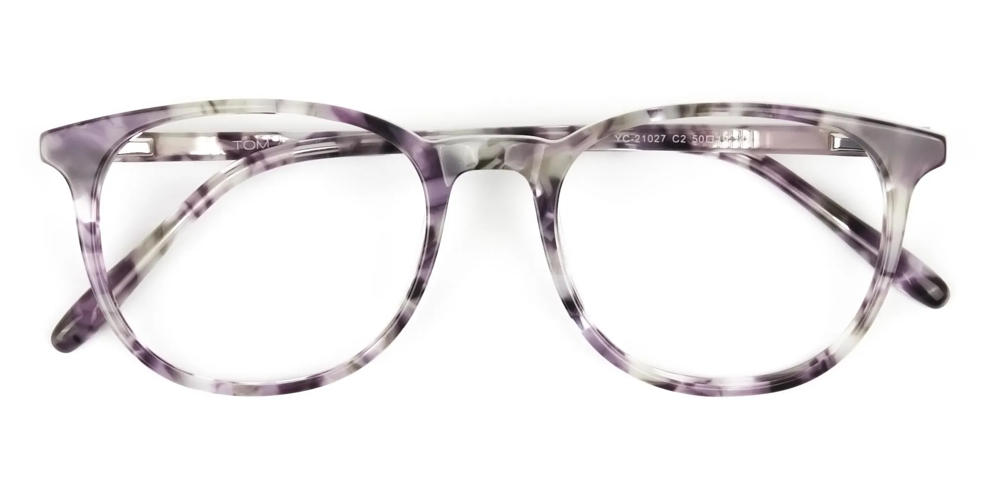 Round Marble Grey Glasses Frames - 2