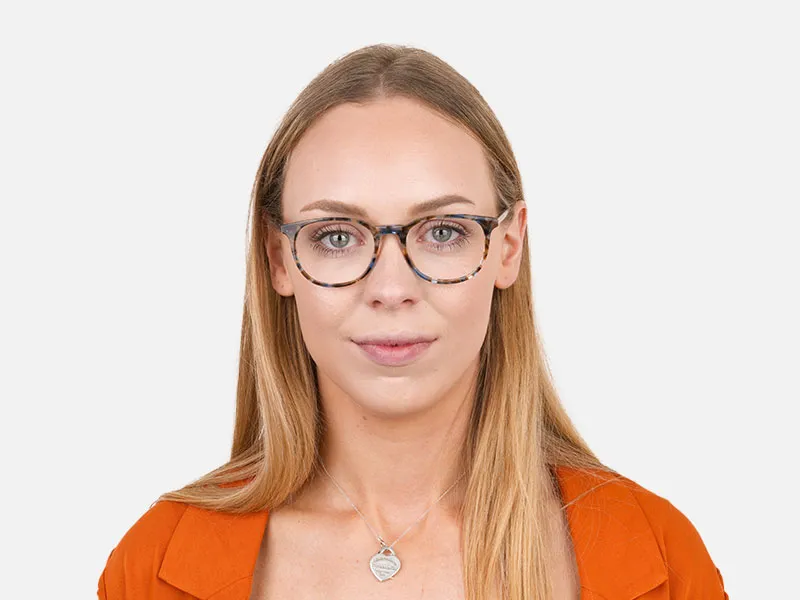 Tortoiseshell Brown and Blue Frame Glasses - 2