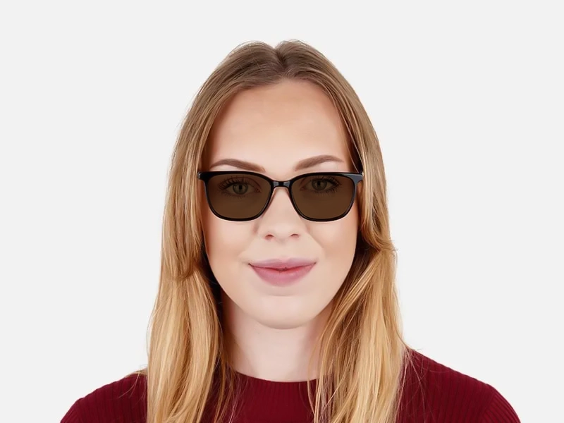 black square rectangular dark brown tinted sunglasses-