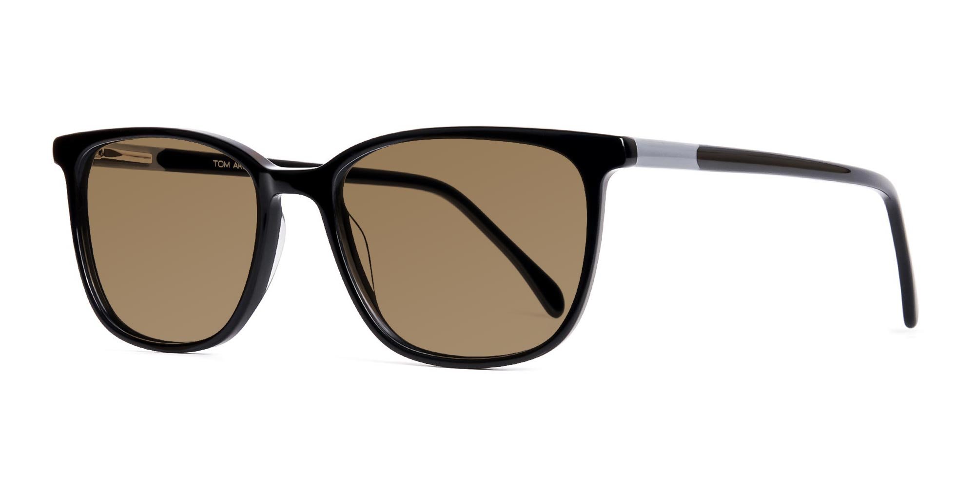 black square rectangular dark brown tinted sunglasses-3
