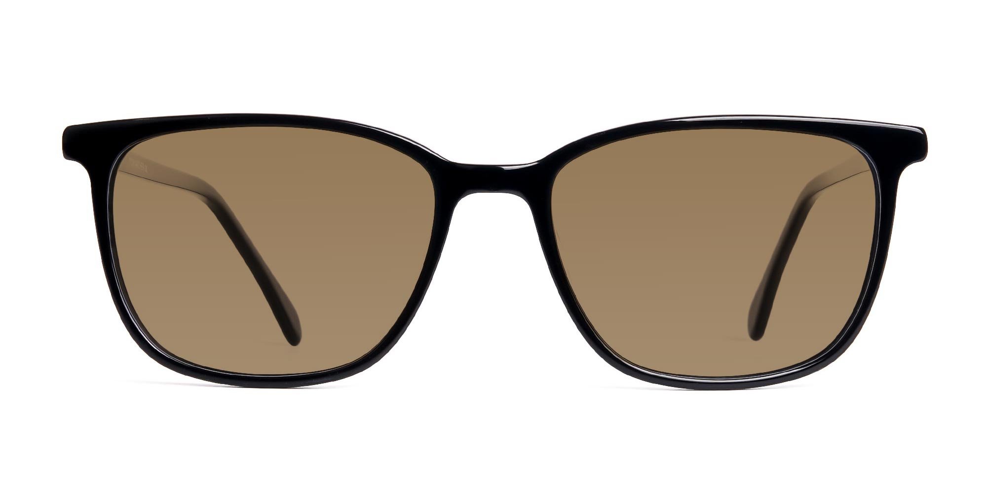 black square rectangular dark brown tinted sunglasses-1
