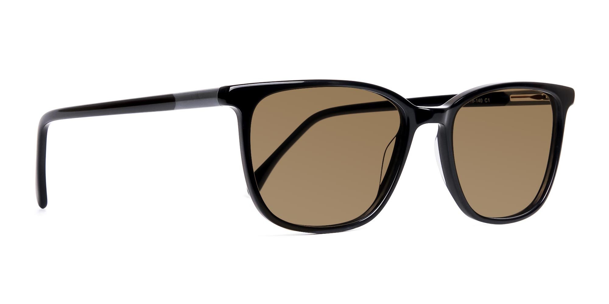 black square rectangular dark brown tinted sunglasses-2
