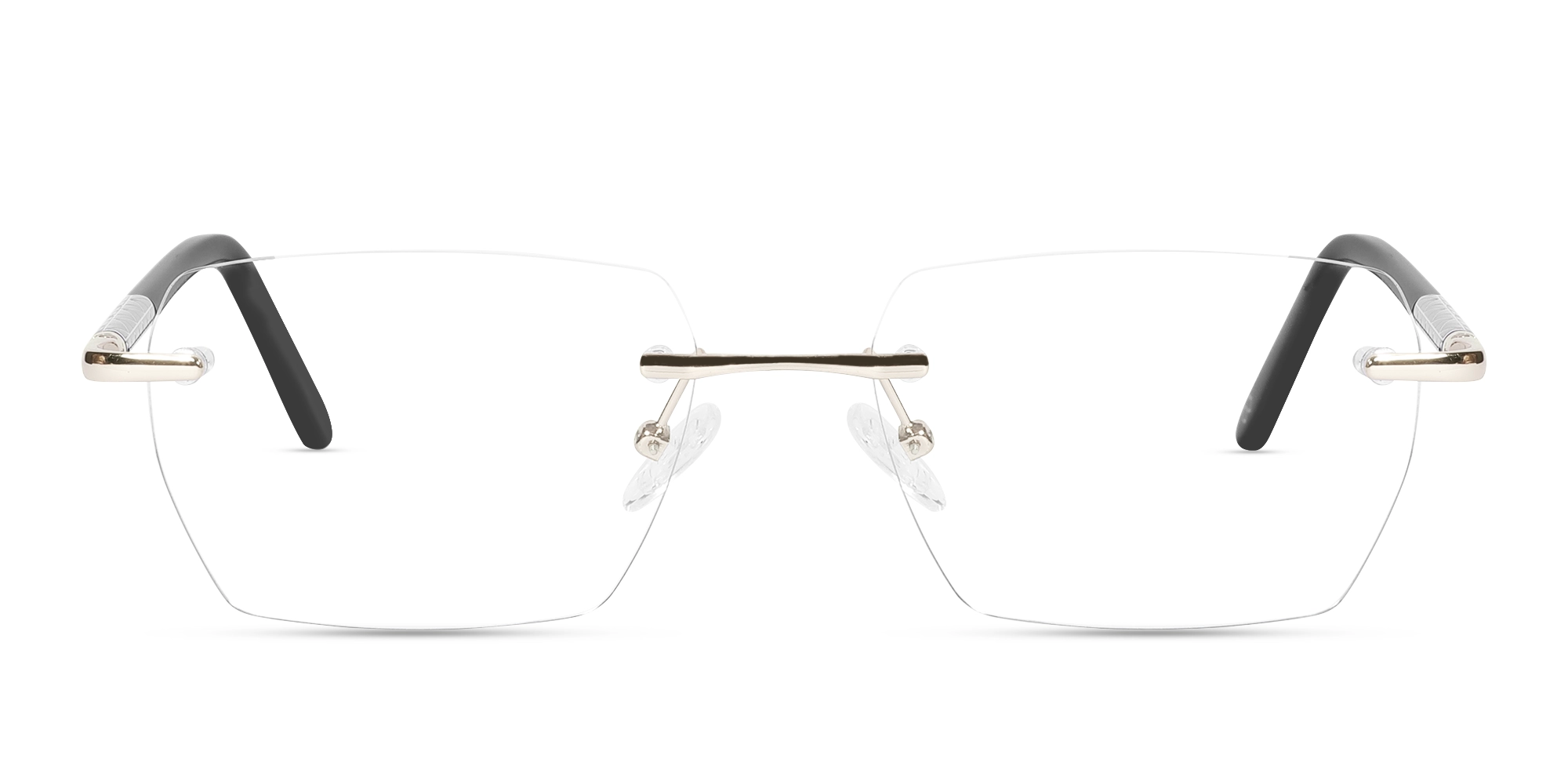 Champagne Gold Metal Rimless Geometric Eyeglasses-1