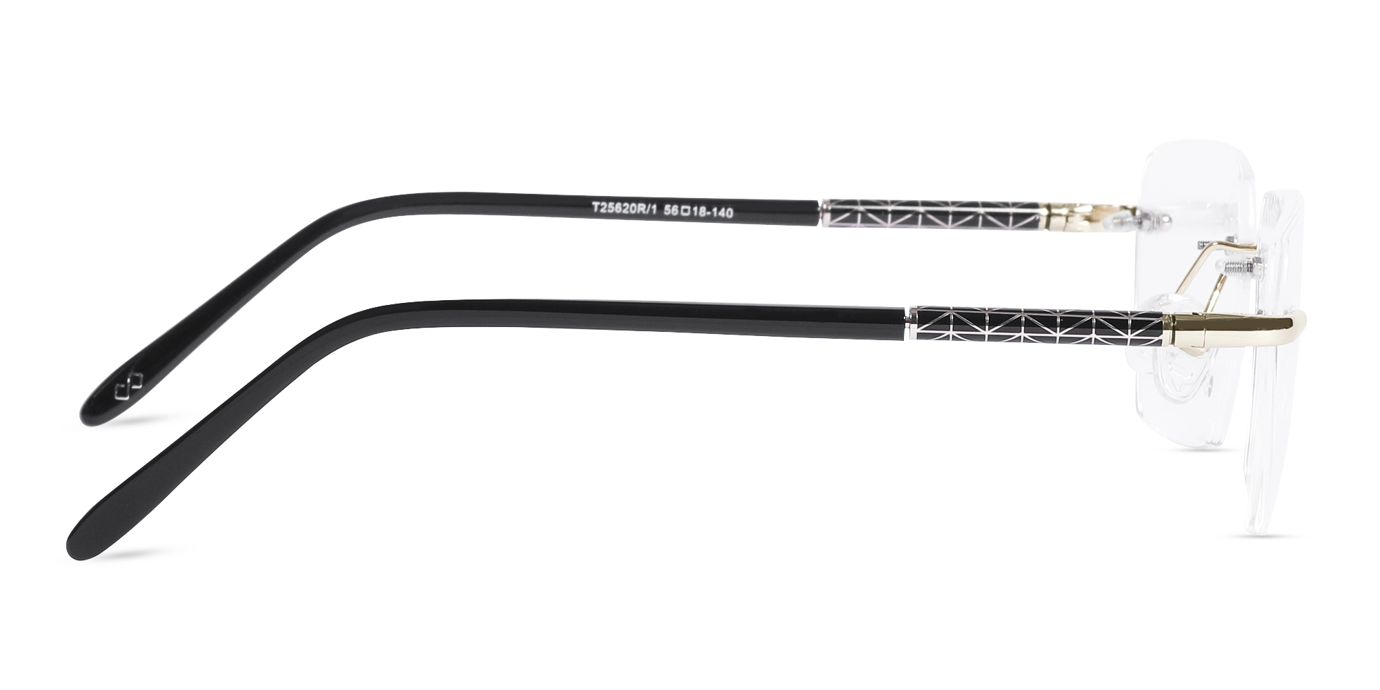 Champagne Gold Metal Rimless Geometric Eyeglasses-4