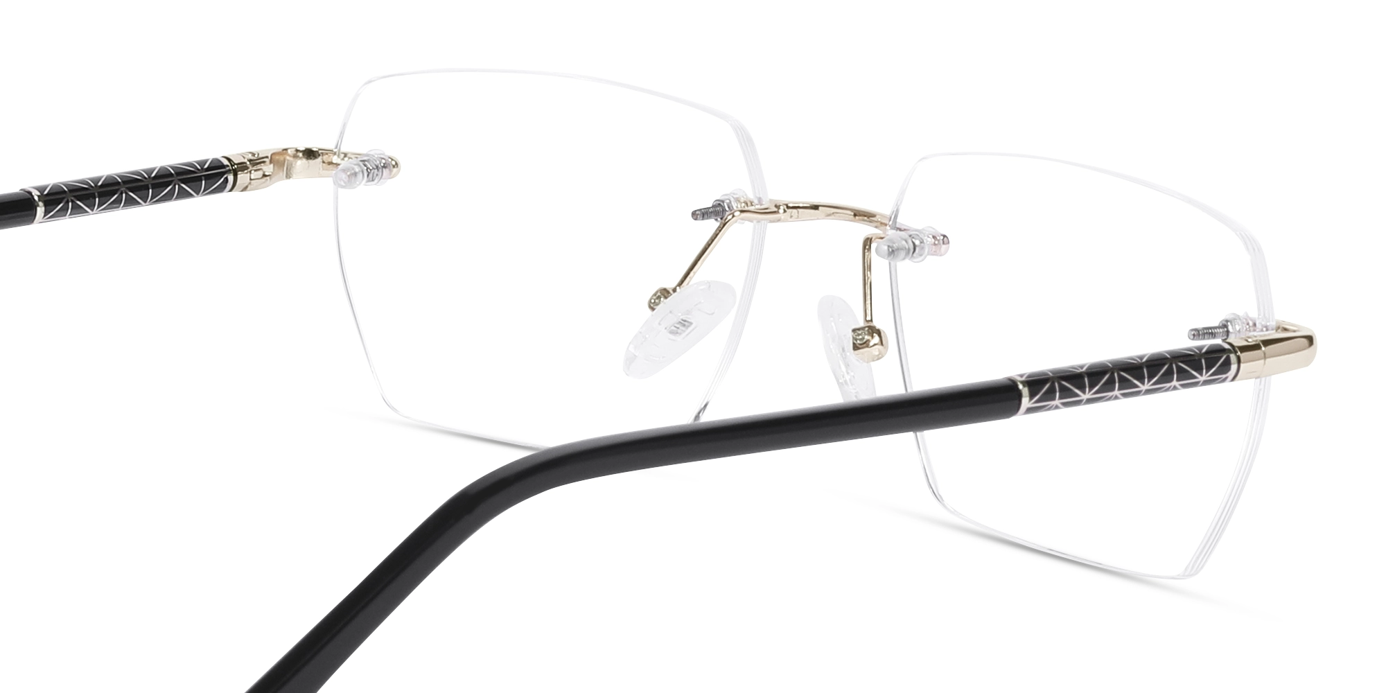 Champagne Gold Metal Rimless Geometric Eyeglasses-5