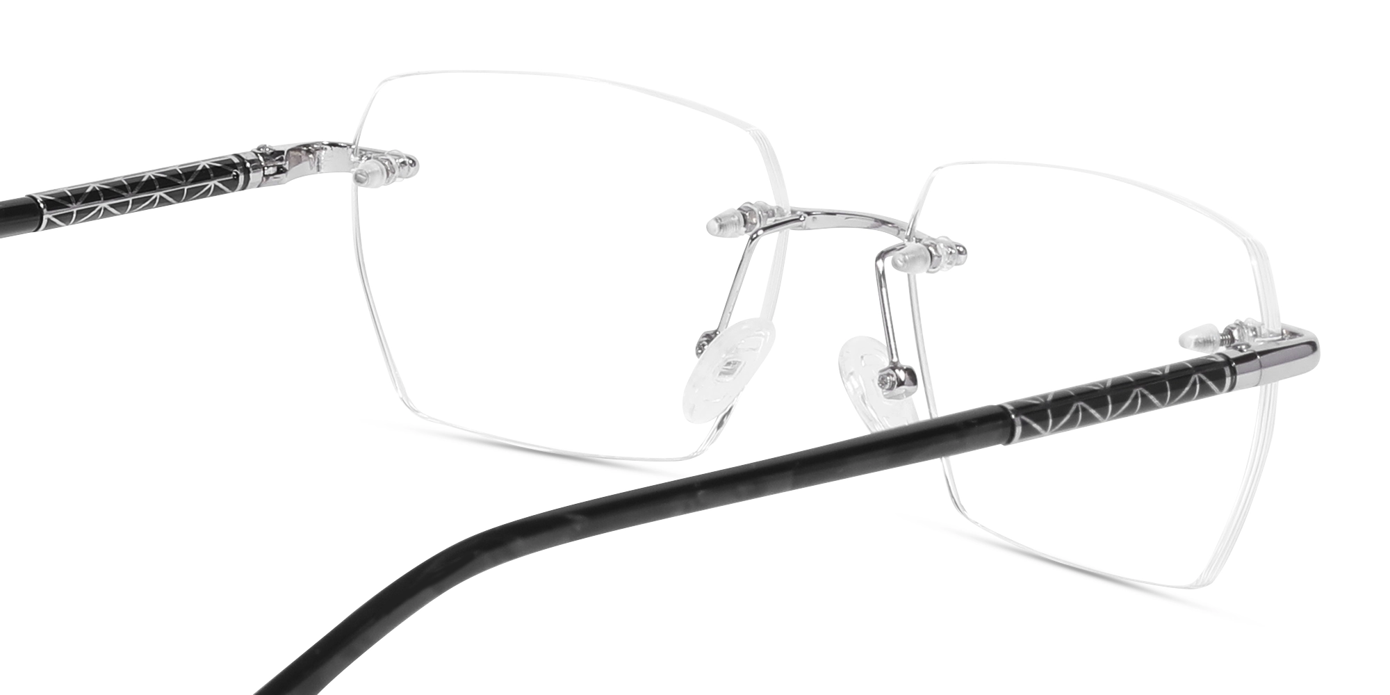 Silver Metal Rimless Geometric Eyeglasses-5