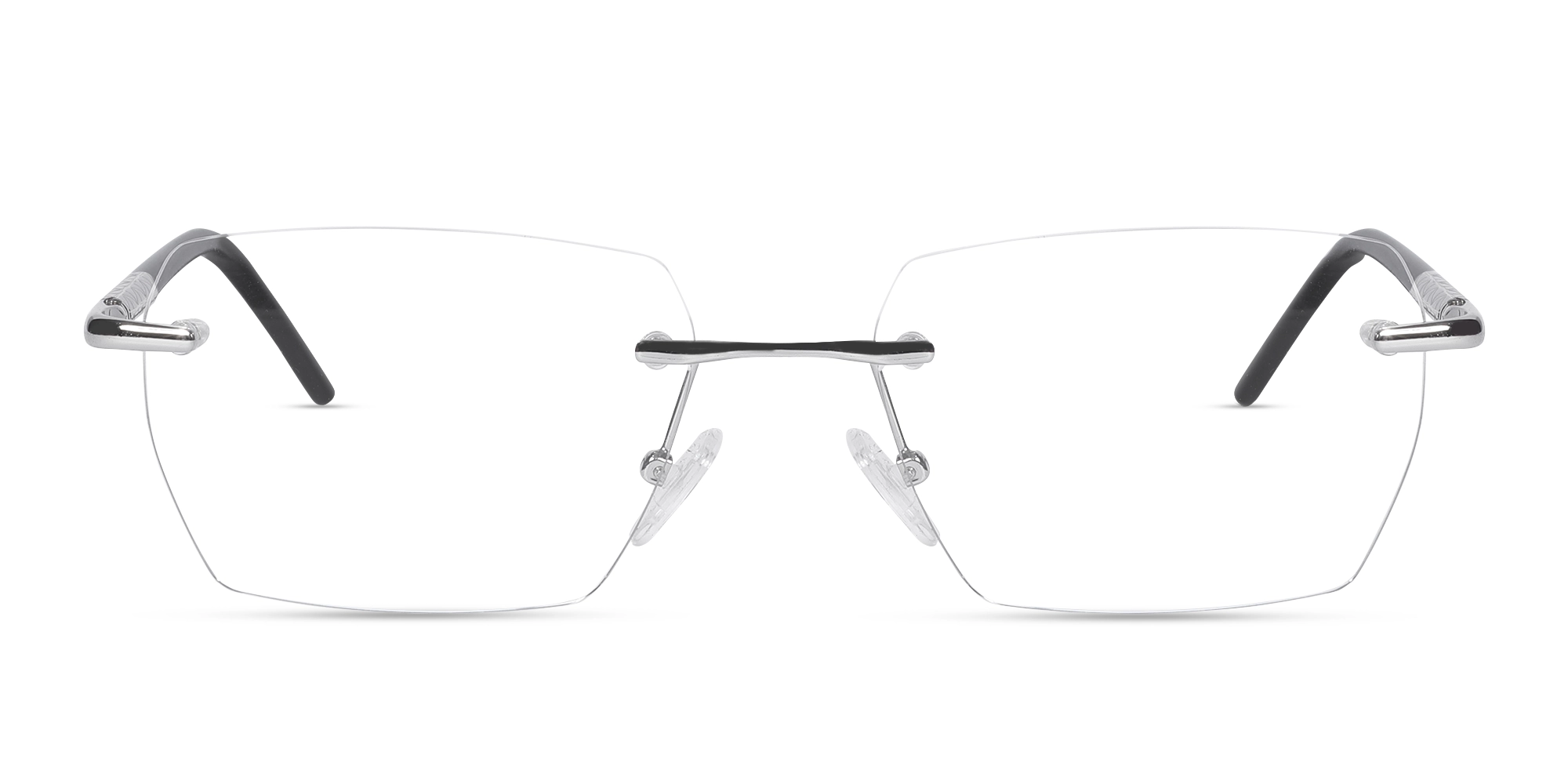 Silver Metal Rimless Geometric Eyeglasses-1