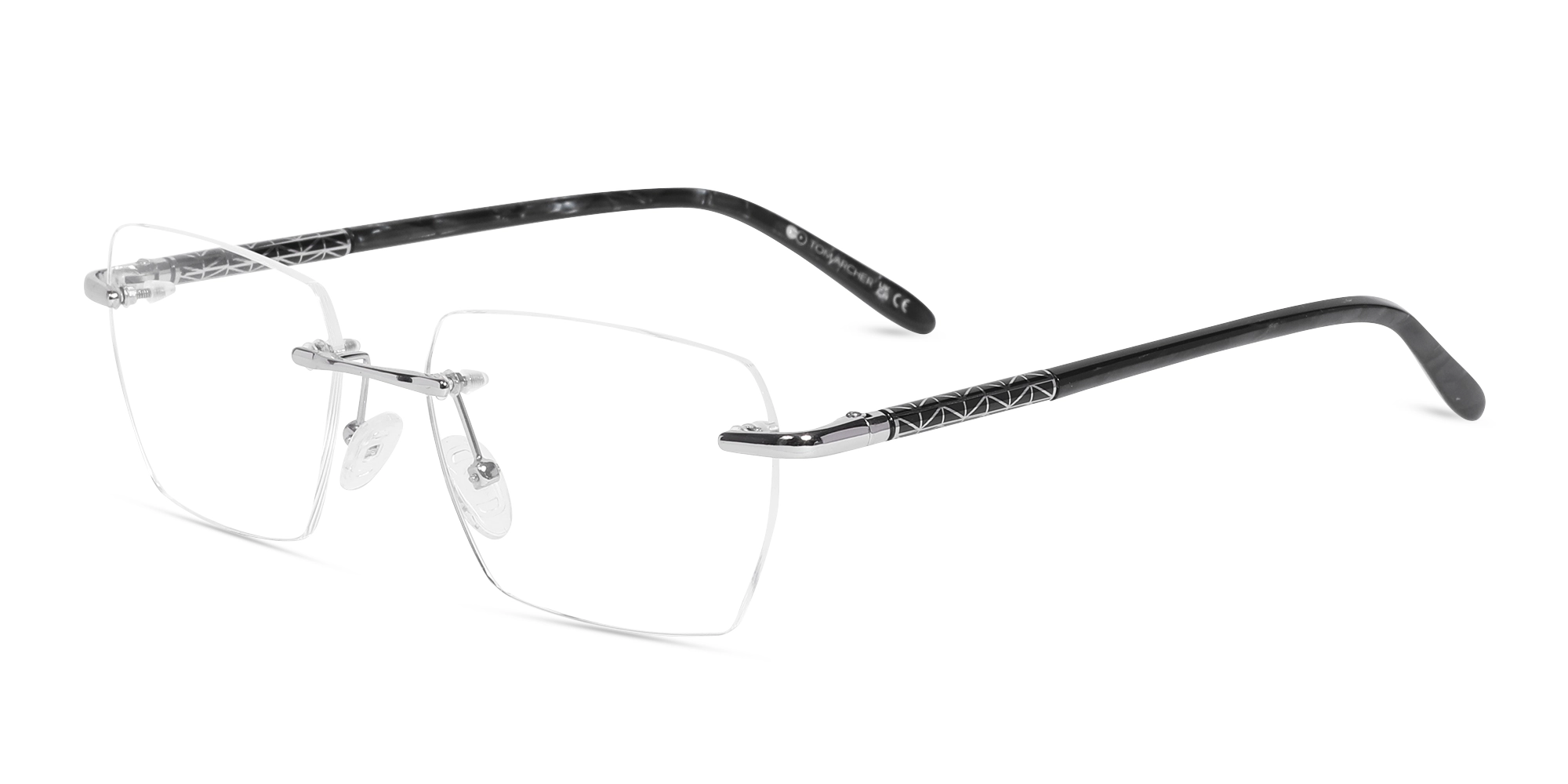 Silver Metal Rimless Geometric Eyeglasses-3 Silver Metal Rimless Geometric Eyeglasses-3