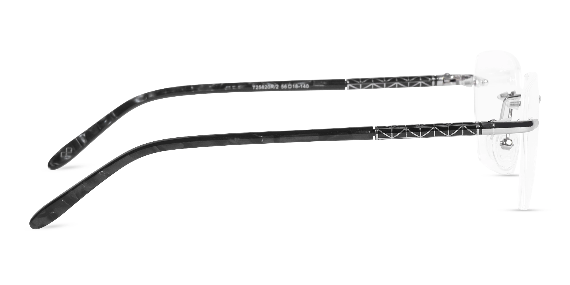 Silver Metal Rimless Geometric Eyeglasses-4